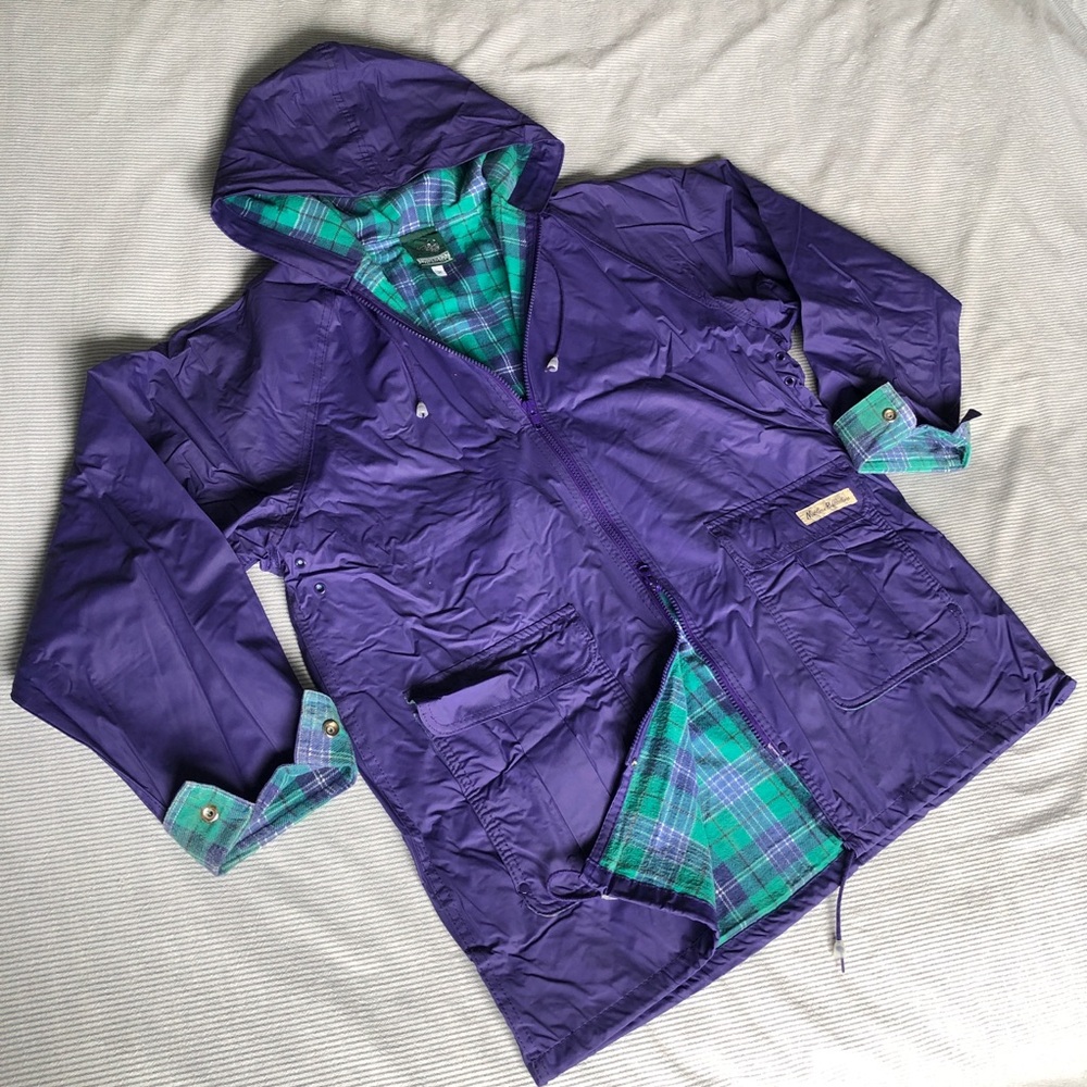 Purple Raincoat with Turquoise Flannel Lining